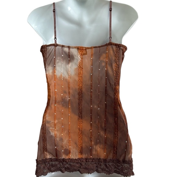 Vintage Y2K Lace Trim Sequin Babydoll Top Fairy Festival Hippie Dainty 90s M/L - Picture 2 of 14